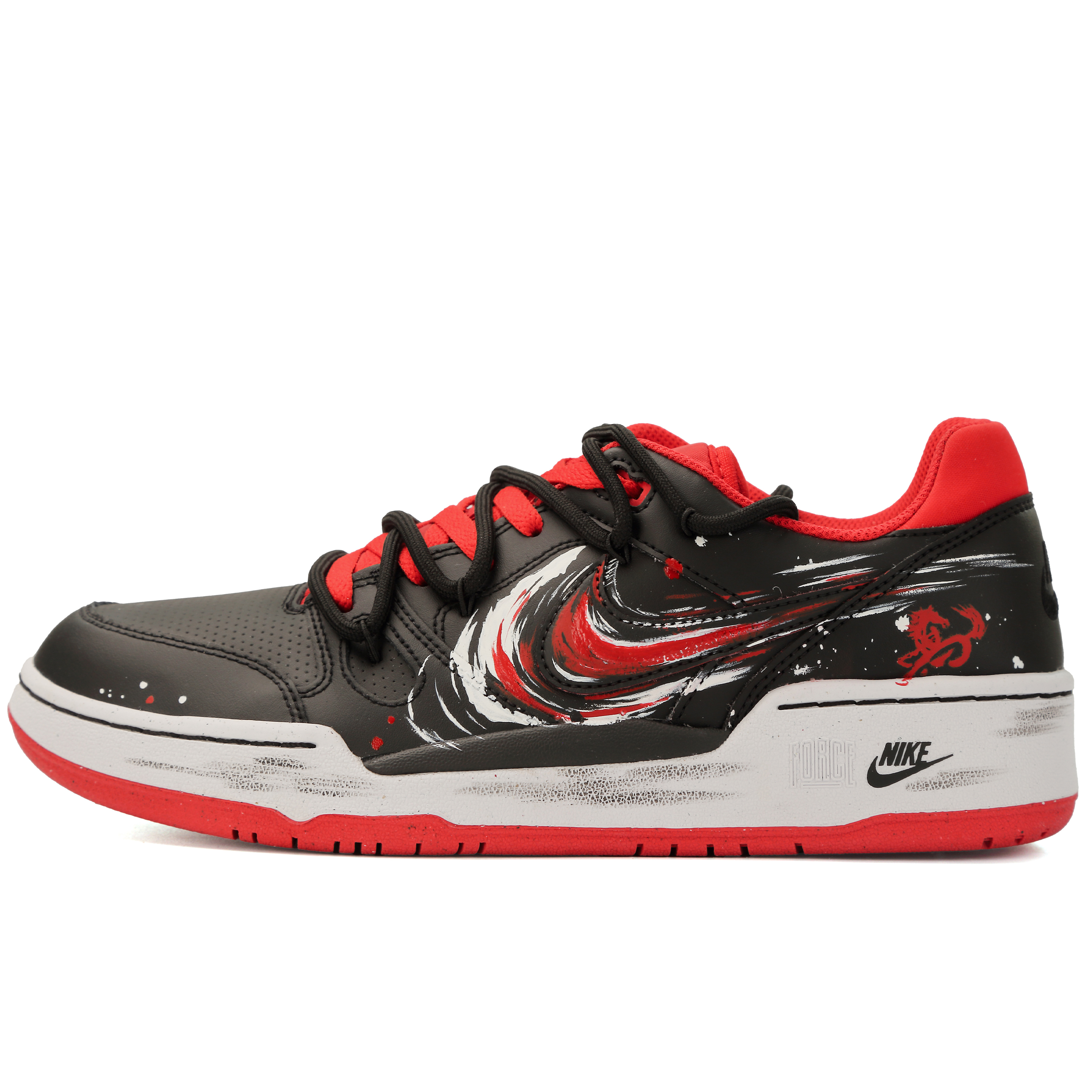 

Nike Full Force Crimson Swift Shadow Abrasion Resistant Low top Skateboard Shoes Мужские Черный Красный