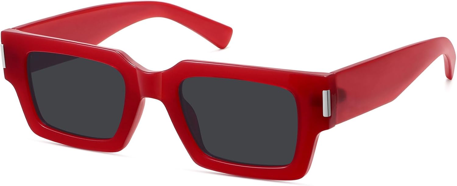 

Ретро-солнцезащитные очки квадратной формы для женщин и мужчин, модные в стиле 90-х, массивные прямоугольные солнцезащитные очки черного цвета с защитой UV400 FZN804 Fozono, Red / Grey