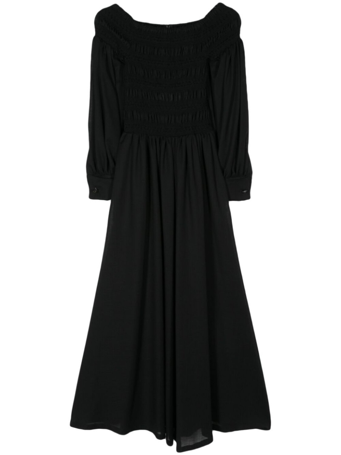 

Max Mara шерстяное платье макси со сборками, черный