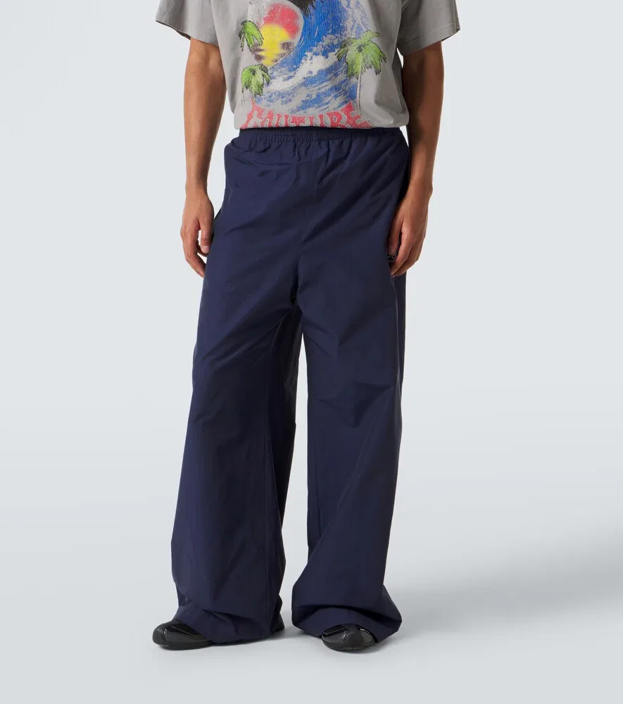 Спортивные брюки из смесовой хлопковой ткани Balenciaga, синий — фото 3