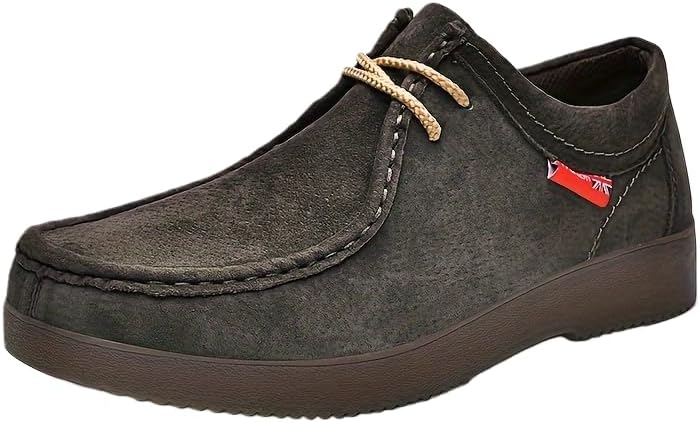 

Мужские деловые туфли из свиной кожи - противоскользящие премиальные подошвы, стиль осень/зима, легко чистятся Clolinde, кофейный