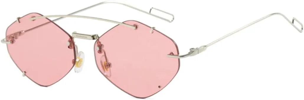 

Солнцезащитные очки с защитой UV400 | Без оправы, металлические петли | Для женщин и мужчин | Для занятий спортом на открытом воздухе и вождения LXLHWN, Pink