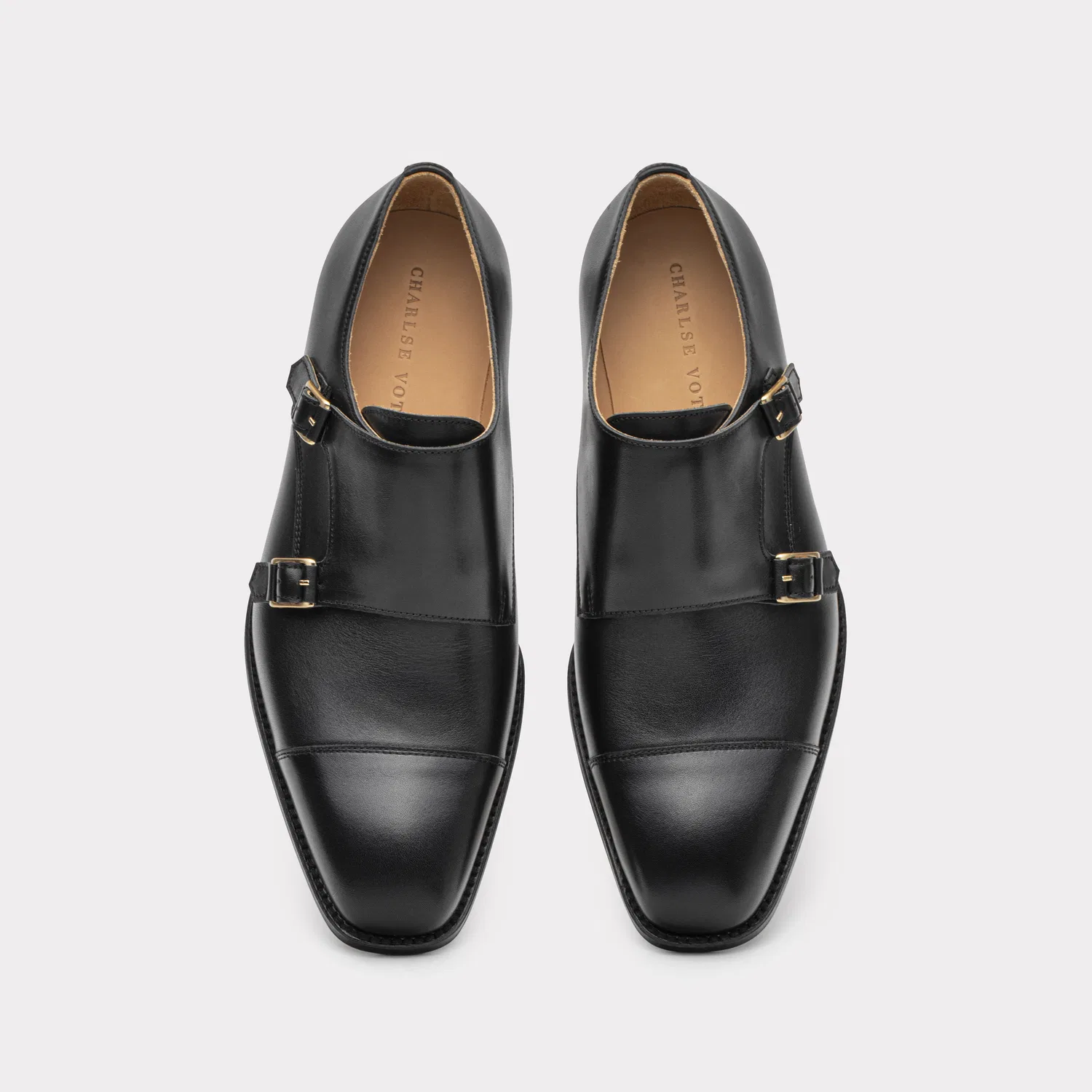 Мужские чёрные туфли Double Monk Strap от Charlse Votum — фото 2