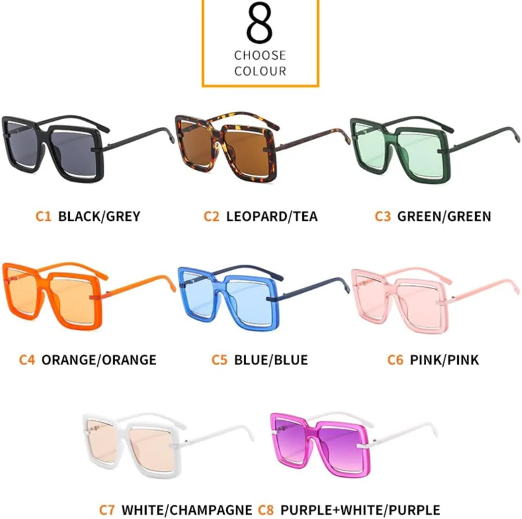 

Солнцезащитные очки для мужчин и женщин - защита UV400 - увеличенные полые цветные линзы для занятий спортом на открытом воздухе и вождения DSVIGF, White