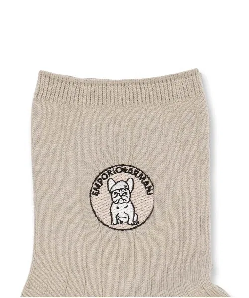 Носки Emporio Armani Dog с принтом, бежевые — фото 3
