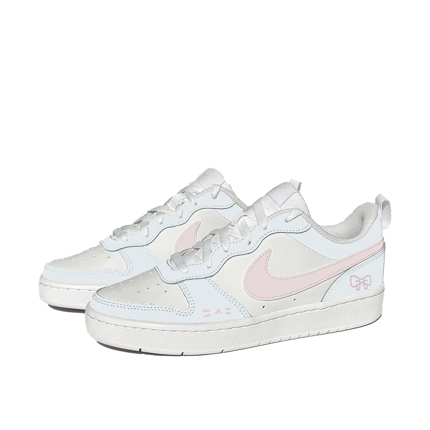 Кроссовки Court Pink Blue Kitten, Spring Limited, Versatile, Fresh Individual Cushioning, износостойкие, дышащие Nike, Light Blue — фото 4