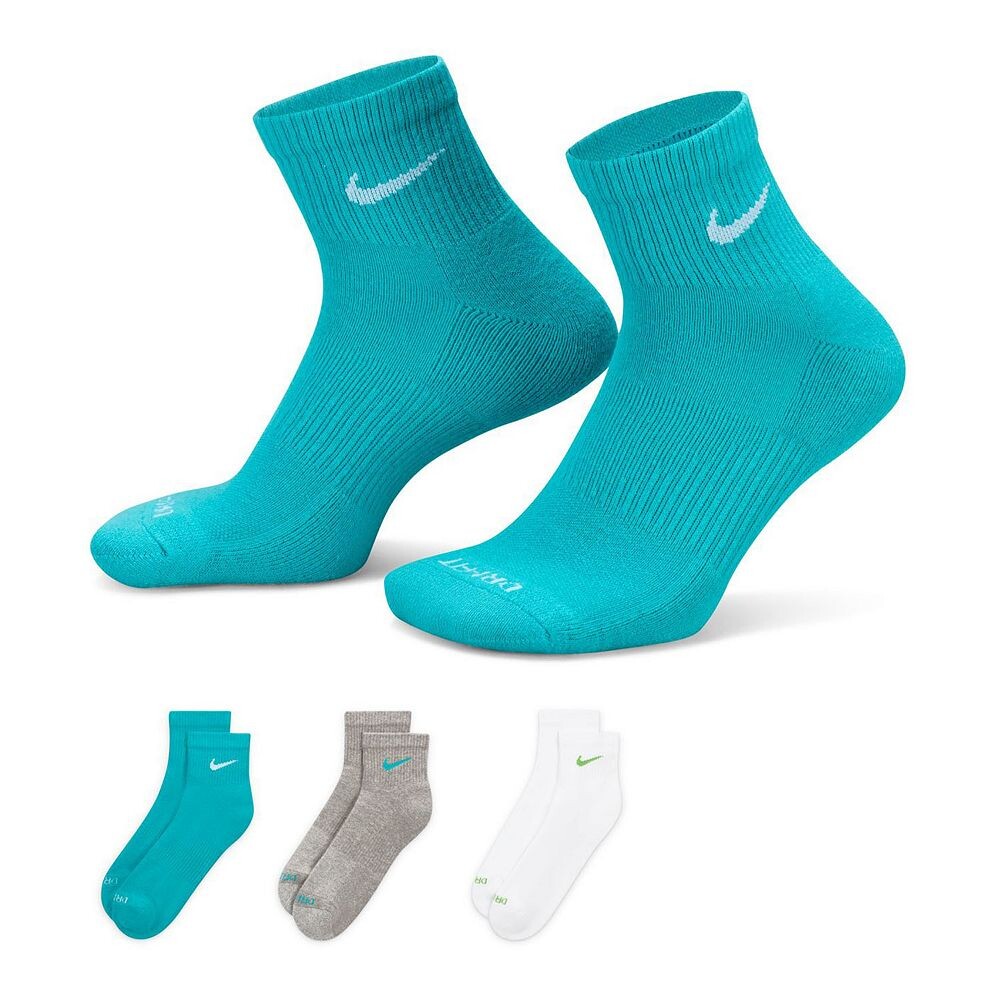 

Набор из трех мужских носков для тренинга Nike Everyday Plus с амортизацией до щиколотки, цвет Green Gray White