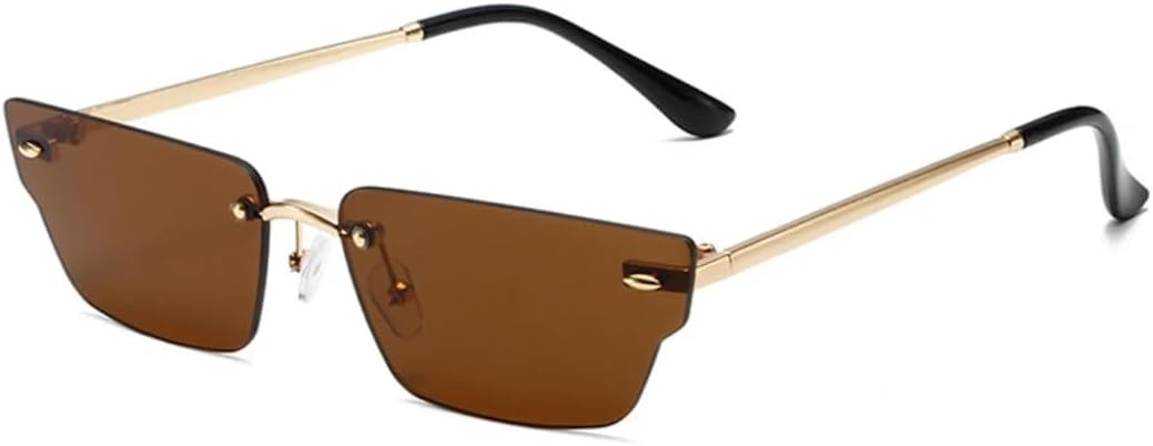 

Ретро-солнцезащитные очки неправильной формы, маленькие прямоугольные, женские, без оправы, с прозрачными линзами с градиентом цвета "океан", защита от УФ-излучения UV400. Мужские UUPTTPL, Golden Tea