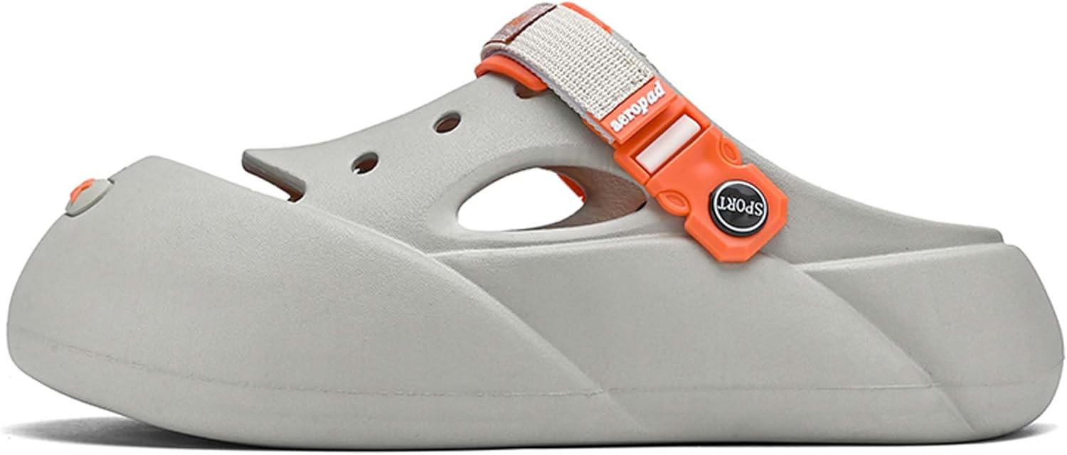 

Мужская и женская обувь Vtiao, садовые туфли без застежки, водные сандалии для пляжа и бассейна с регулируемым задним ремешком, повседневные шлепанцы, серый