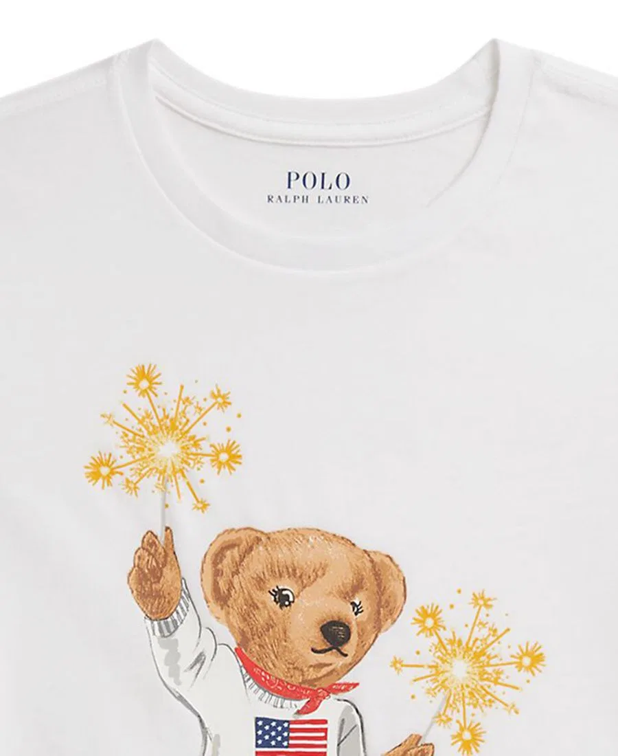 Футболка с коротким рукавом Polo Bear для девочек 7-16 лет Polo Ralph Lauren, белый — фото 3