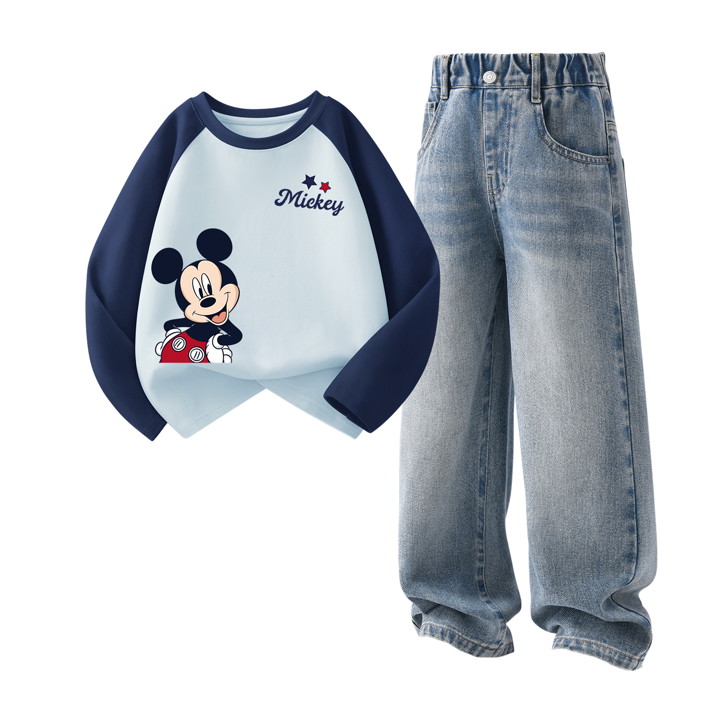 Детская повседневная спортивная одежда Disney, Dilv Flash Star K Green White+Solid Color Sea Salt Blue — фото 2