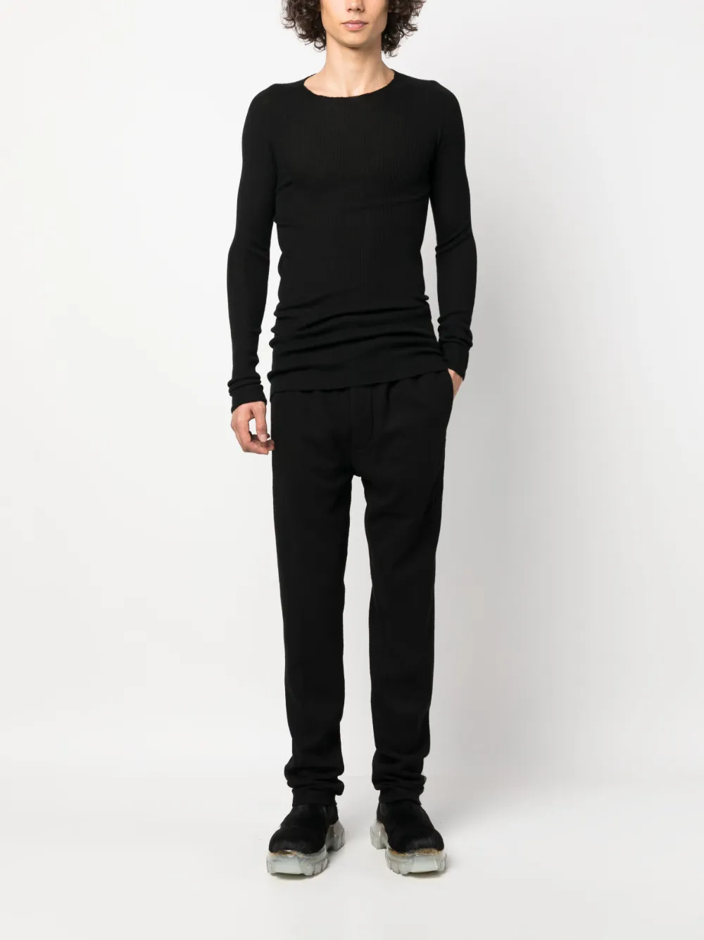 Шерстяные спортивные брюки прямого кроя Rick Owens, черный — фото 2