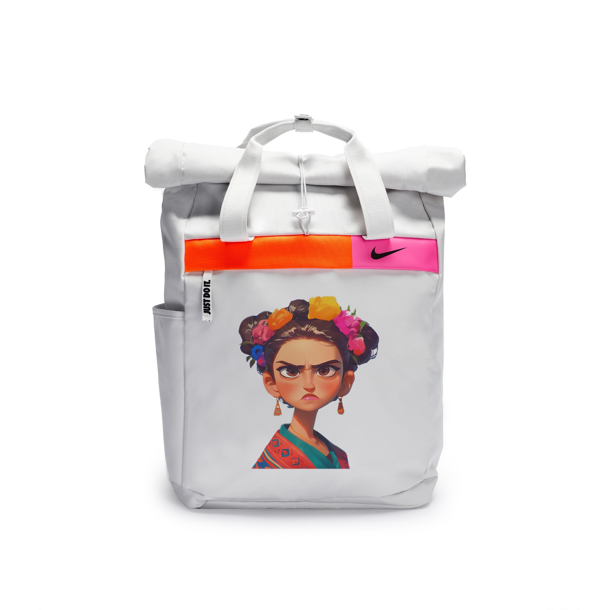 

Nike Полиэстеровый граффити рюкзак повседневный унисекс светло-серебристый серый, Angry Frida