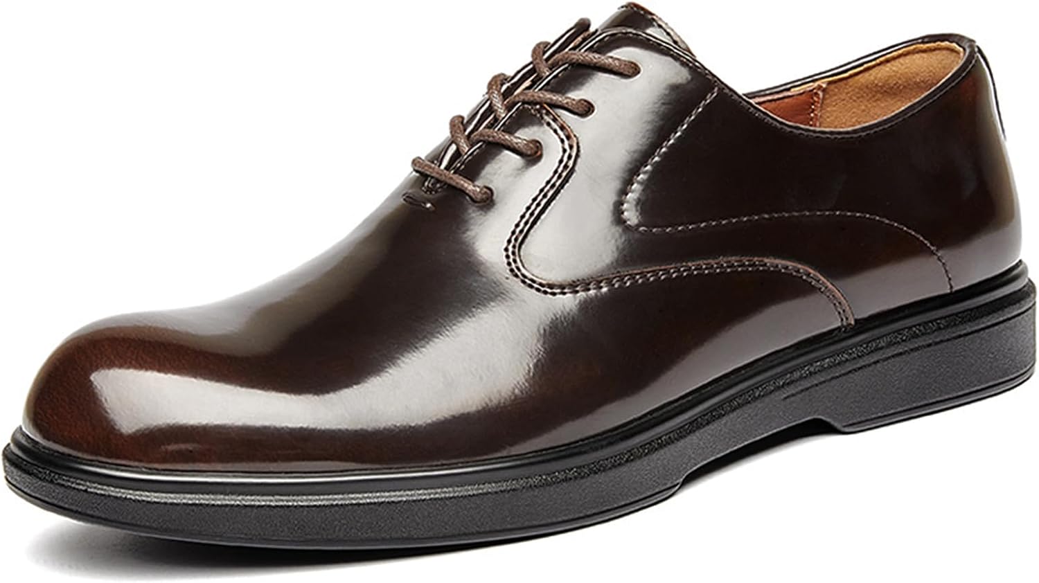 

Мужские классические оксфорды из лакированной кожи, с шнуровкой, низкие туфли для деловых и торжественных мероприятий, удобные свадебные и дерби Ptnoka, коричневый