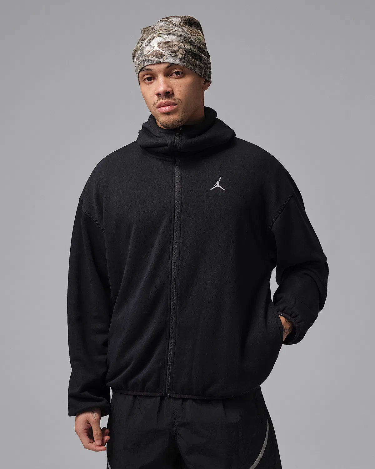 Мужская худи с полной застежкой-молнией Hike Mike Jordan Brooklyn, Black/Cargo Khaki/Metallic Silver