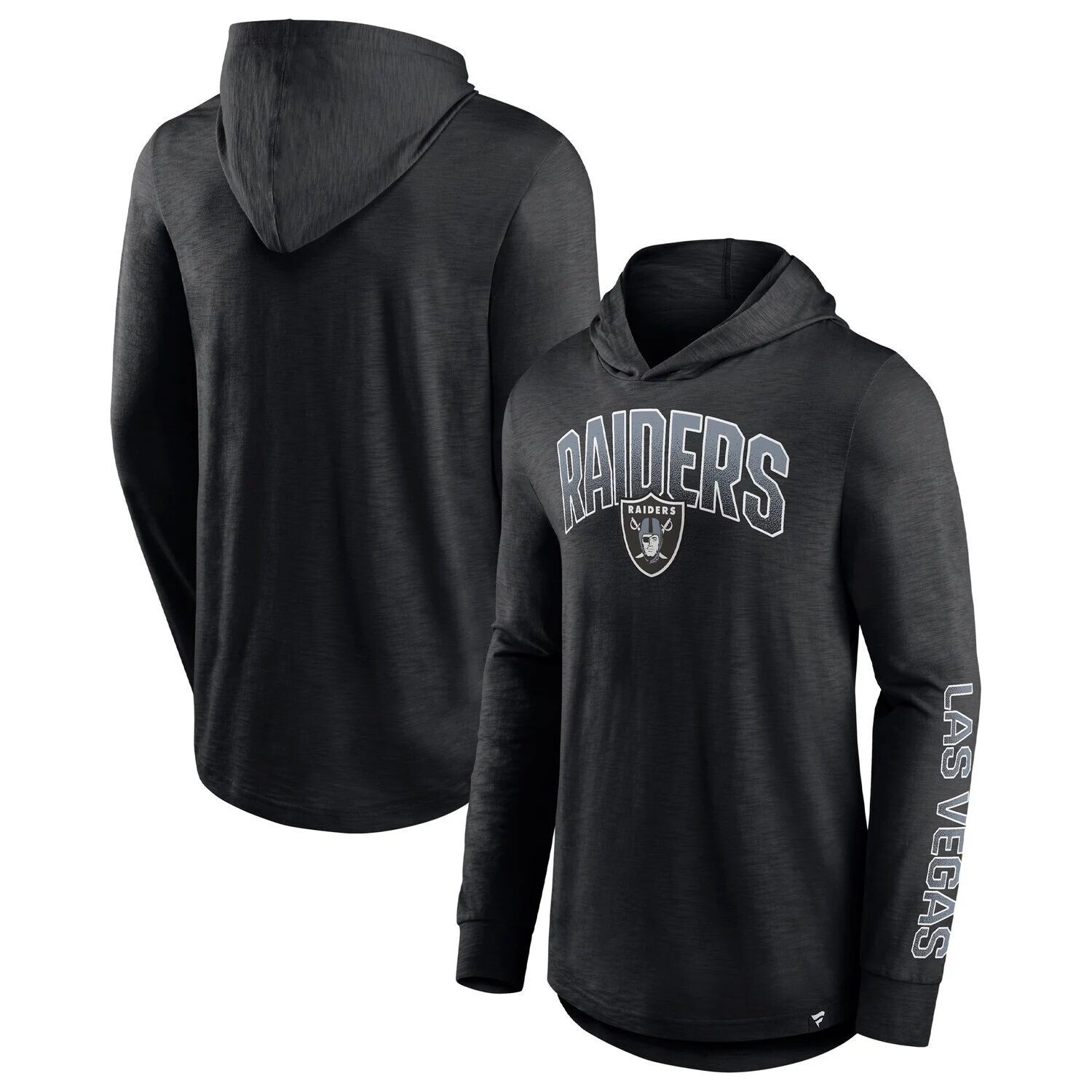 

Мужской черный пуловер с капюшоном Fanatics с логотипом Las Vegas Raiders Front Runner