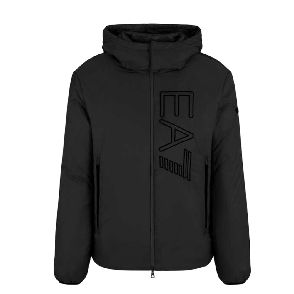 

EMPORIO ARMANI Пуховик с молнией и вышитым логотипом, Black