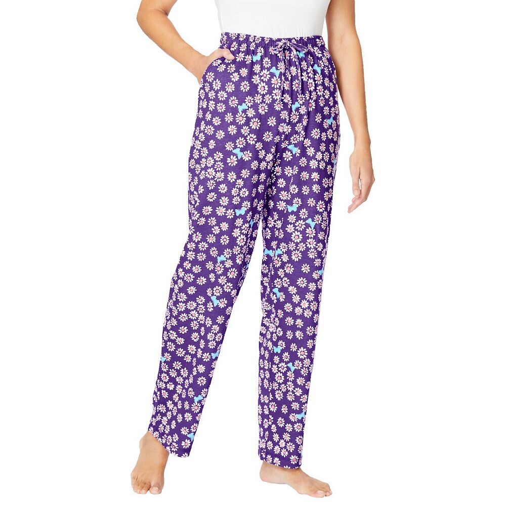 

Женские трикотажные брюки для сна Dreams & Co. больших размеров, цвет Plum Burst Daisy