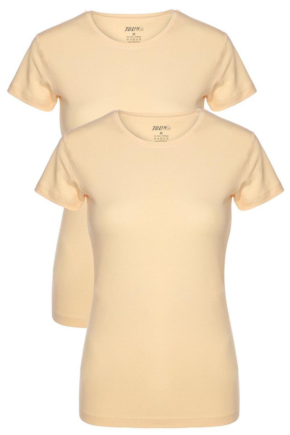 

Женская нижняя рубашка из хлопка и лайкры с круглым вырезом и короткими рукавами, 2 предмета 3247T TOLIN