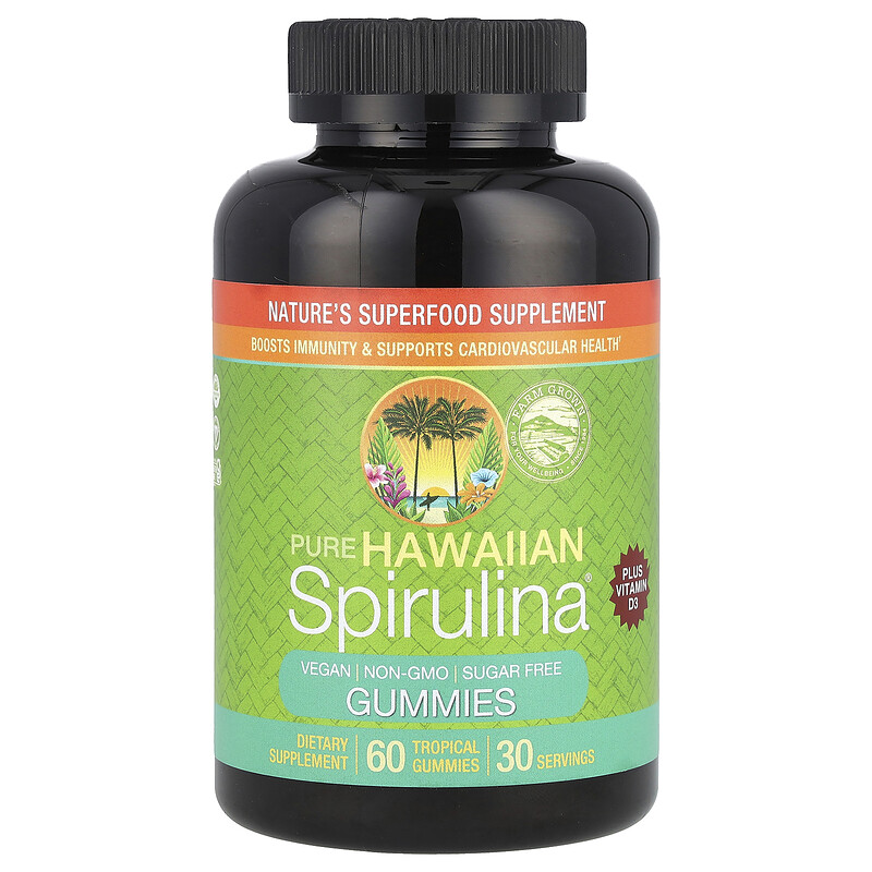 

Nutrex Hawaii, Pure Hawaiian Spirulina Plus Vitamin D3 Gummies, 60 Tropical Gummies