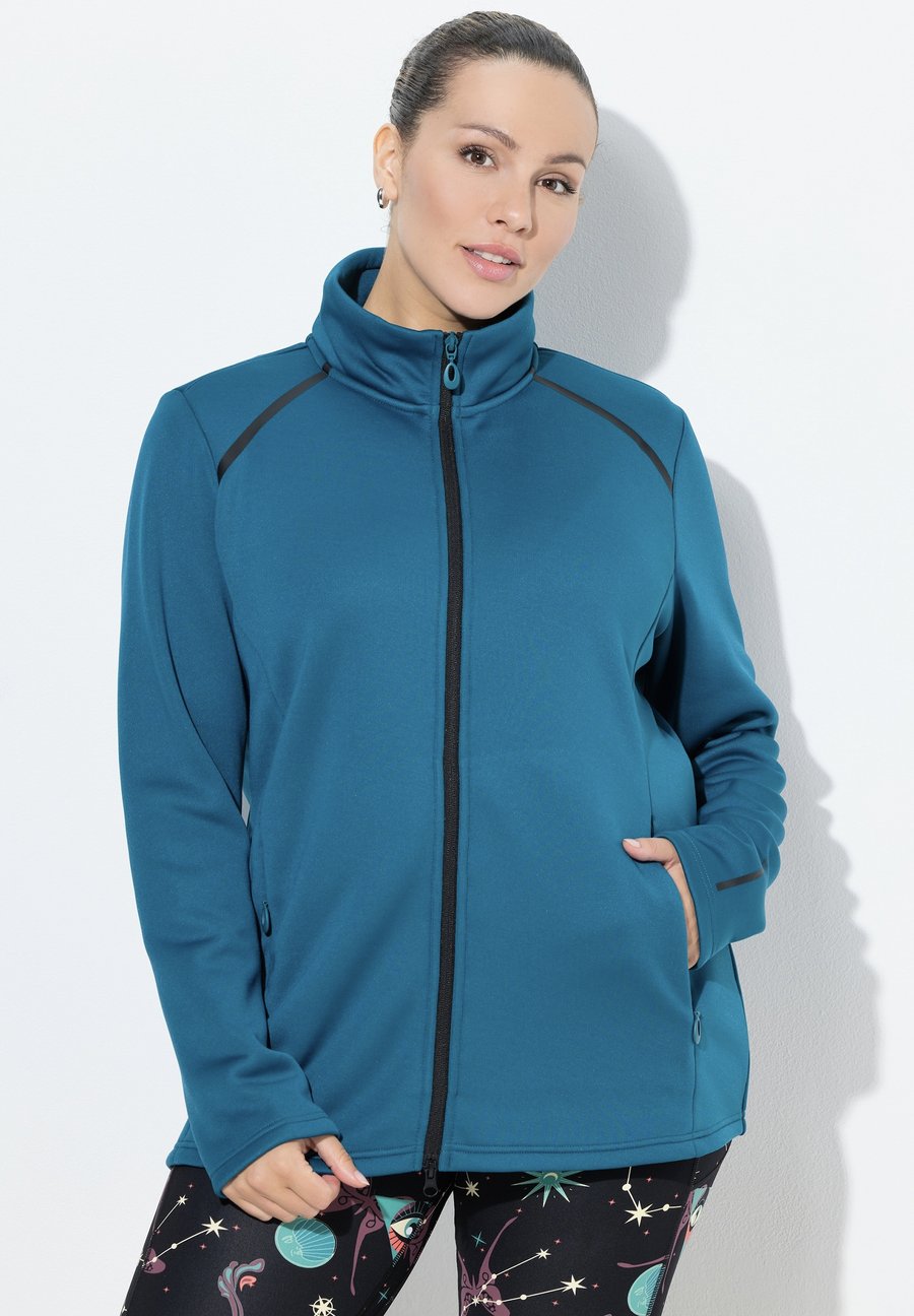 

Толстовка Ulla Popken FUNKTIONELLER STEHKNOPF, LANGE ÄRMEL, Dark Petrol/Teal