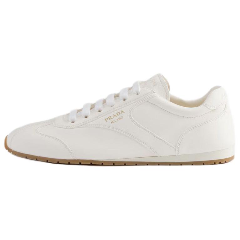 PRADA Женские низкие повседневные кроссовки на 2 см Ivory