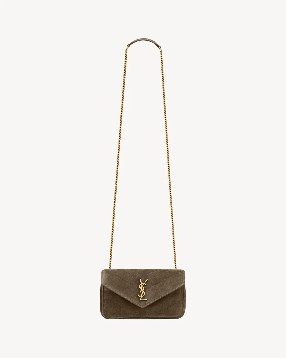 LOULOU MINI из замши SAINT LAURENT, коричневый