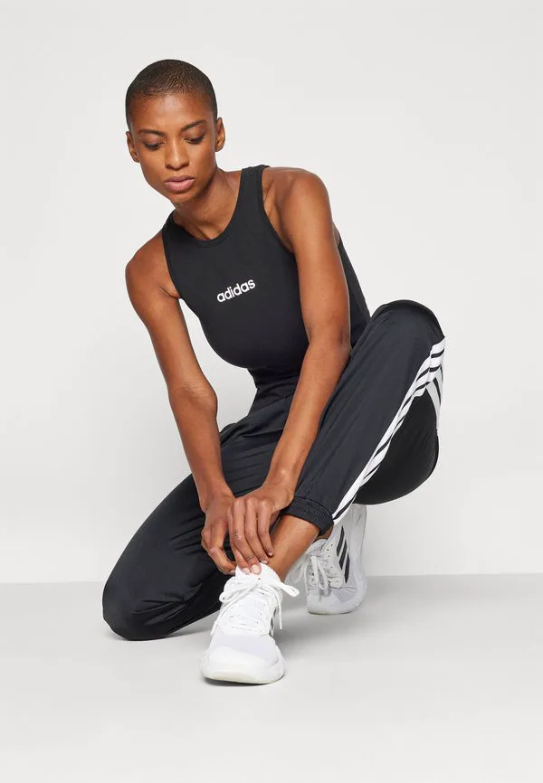 Спортивные штаны из трикотажа с тремя полосками Adidas Sportswear, Black/White — фото 4