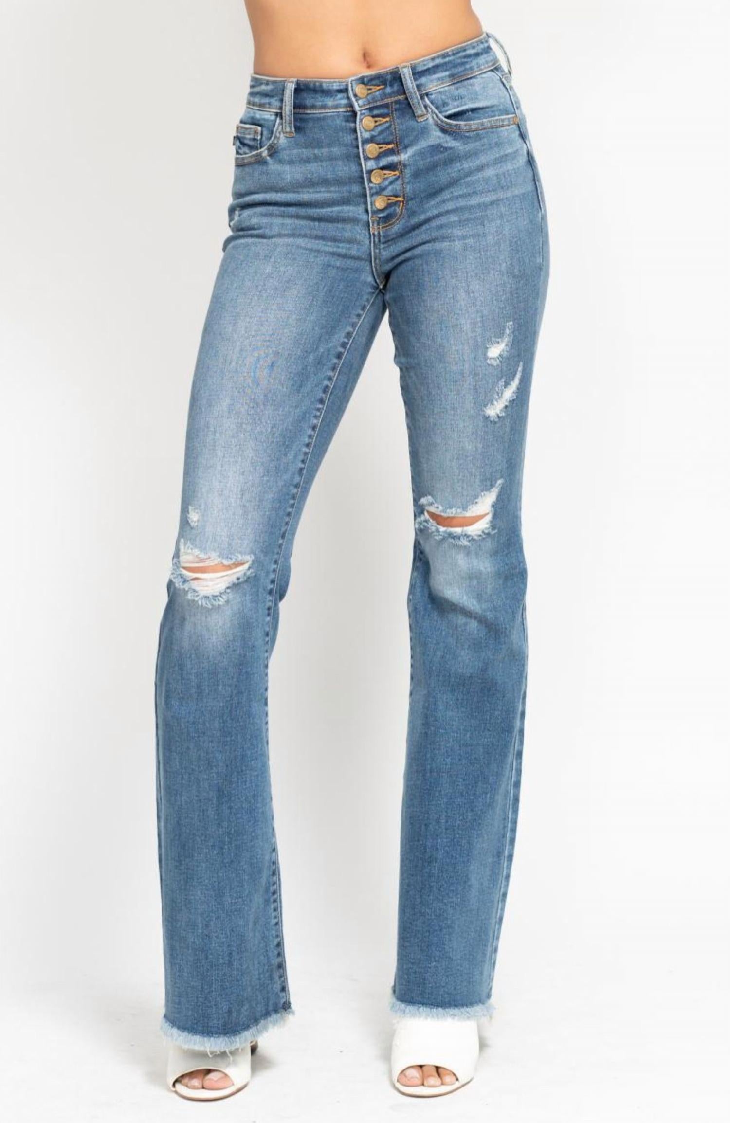 

Джинсы-клеш со средней посадкой и пуговицами, цвет Medium Wash Judy Blue