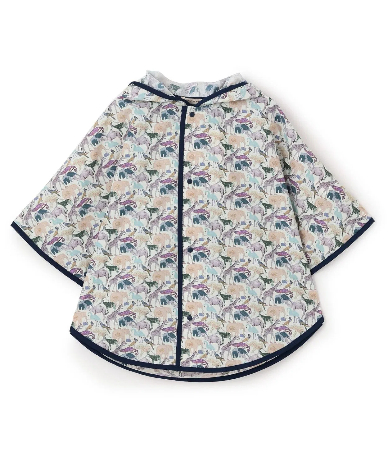 Детский дождевик-пончо Liberty Fabrics Queue for the Zoo, синий