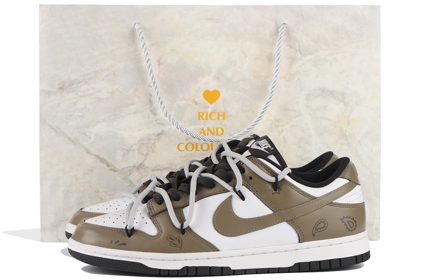 

Кроссовки Nike Dunk Skateboard Shoes Women's Low-Top White, Коричневый, Кроссовки Nike Dunk Skateboard Shoes Women's Low-Top White