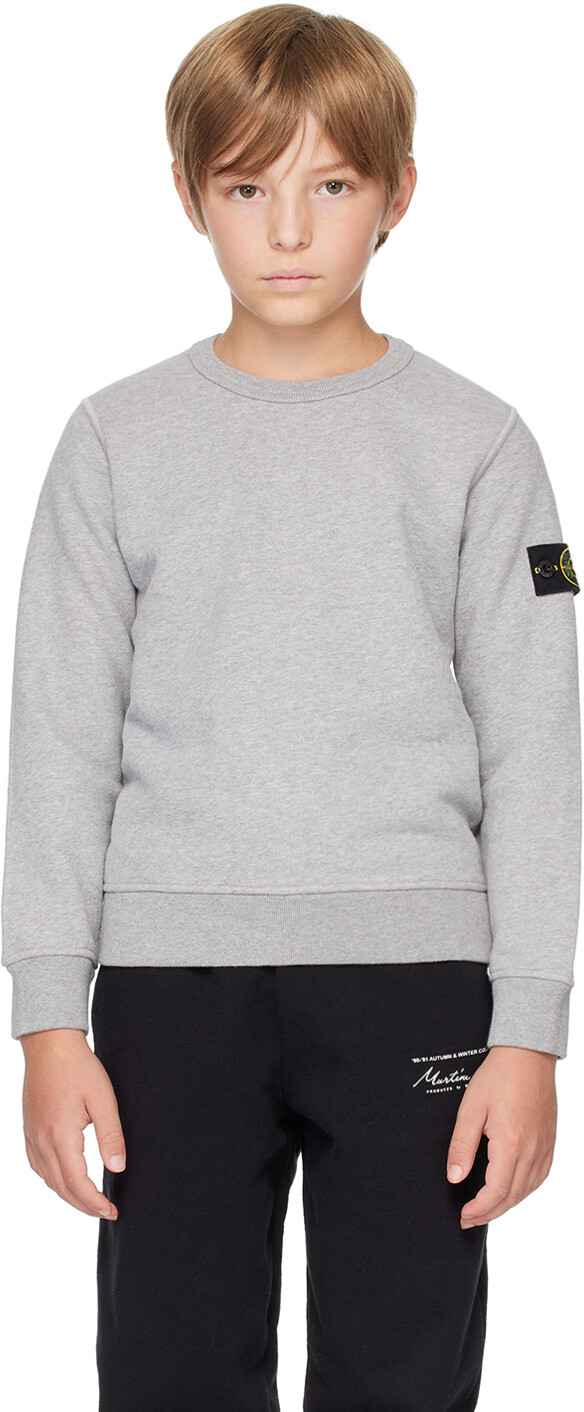 

Детская серая толстовка с круглым вырезом Stone Island Junior