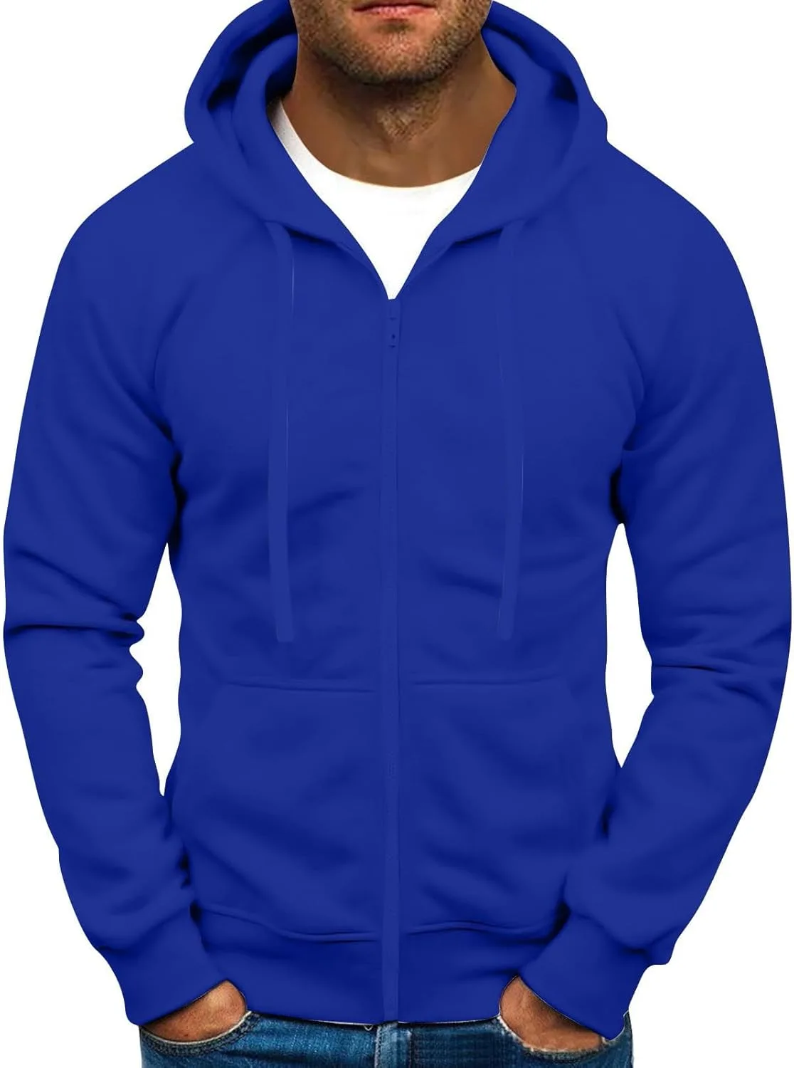 

Толстовка с капюшоном Full Zip Up для мужчин Big and Tall, оверсайз, с карманами