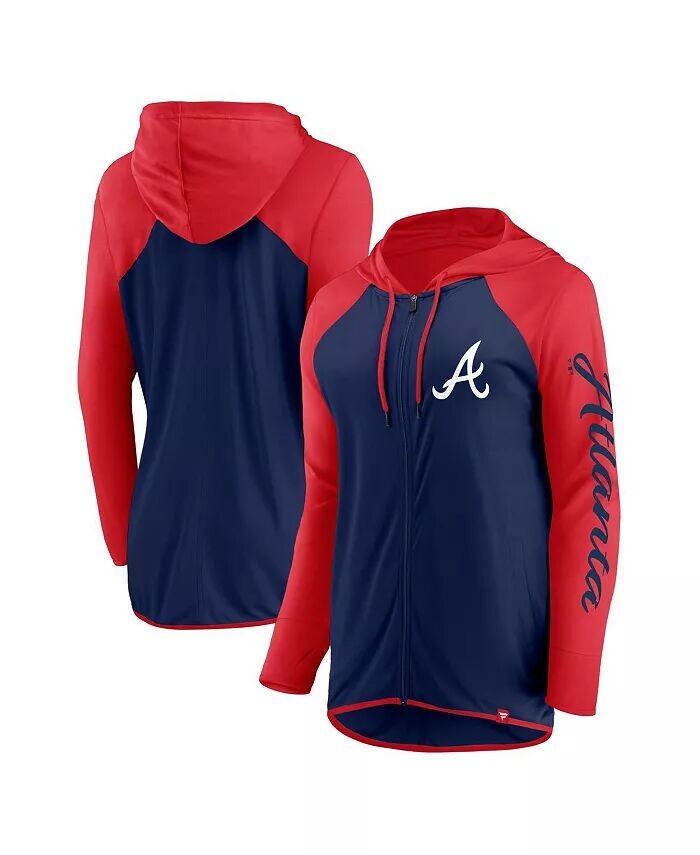 

Женская толстовка с капюшоном Atlanta Braves темно-синего/красного цвета с застежкой-молнией на рукавах Fanatics