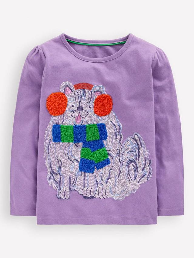 

Детская хлопковая футболка с длинными рукавами Mini Boden, Aster Purple Dog