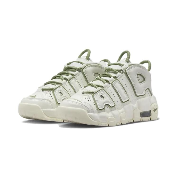 Баскетбольные кроссовки Air More Uptempo Kids PS Low-top Sail White/Oil Green Nike, белый/зеленый — фото 3