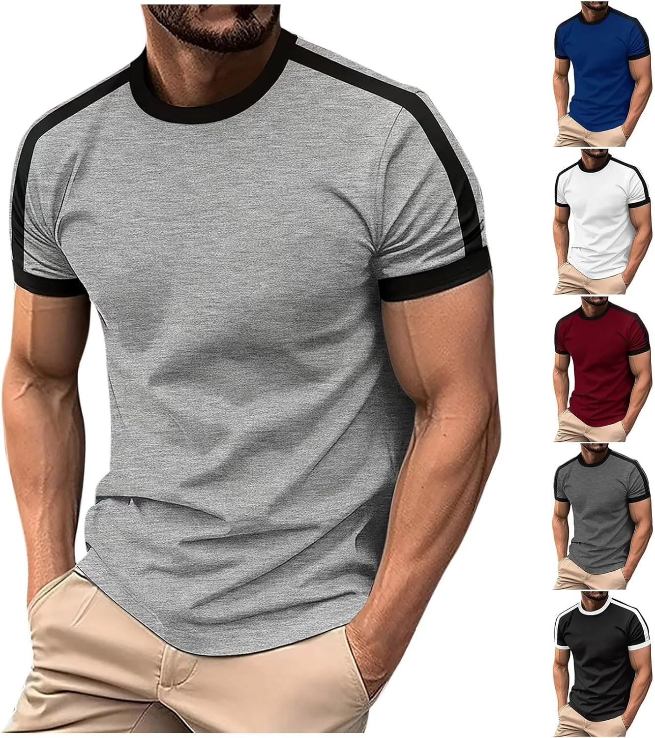 

Мужская футболка с цветными блоками Casual Short Sleeve