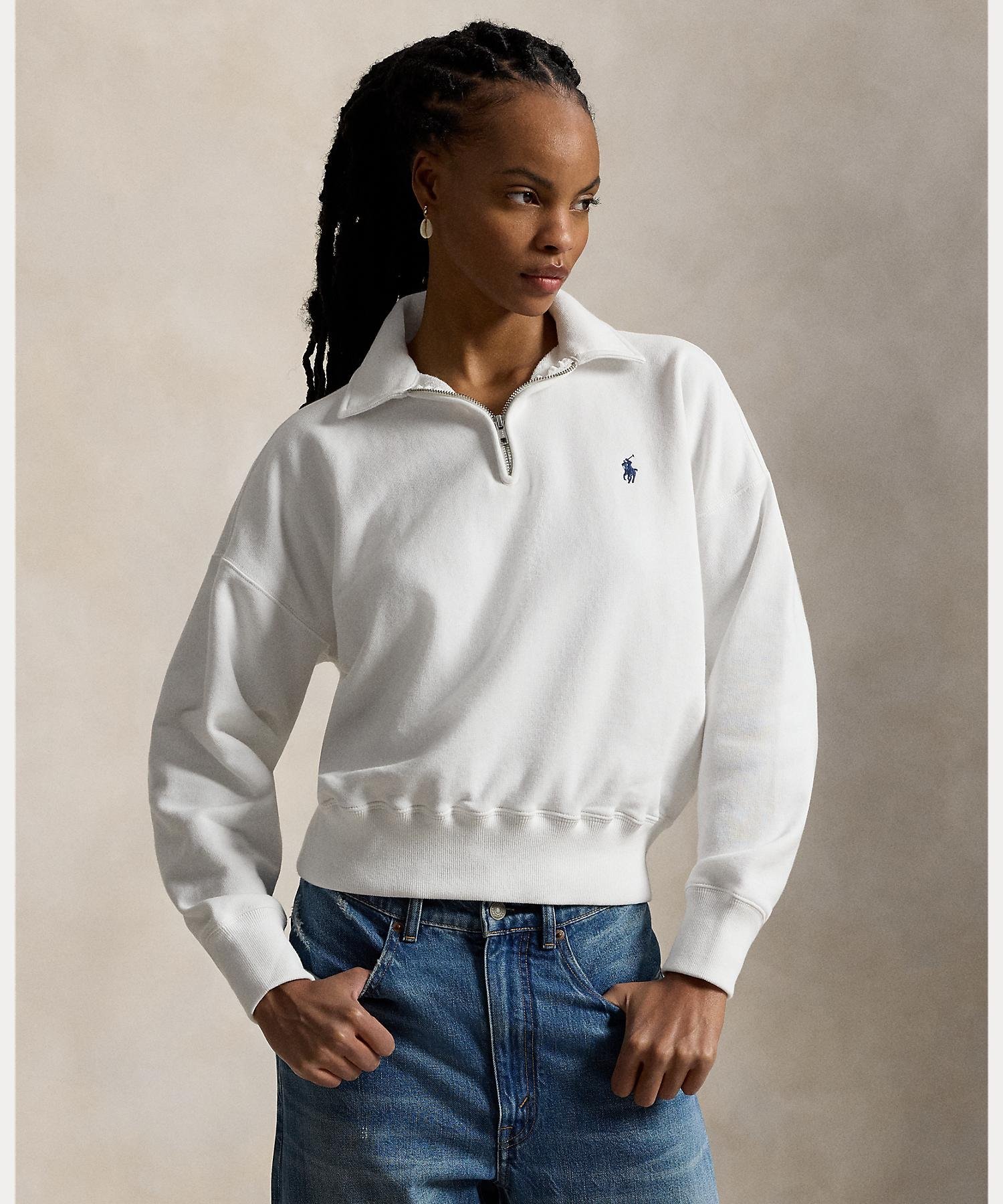 Легкая флисовая кофта с молнией до середины груди Polo Ralph Lauren, 100 White