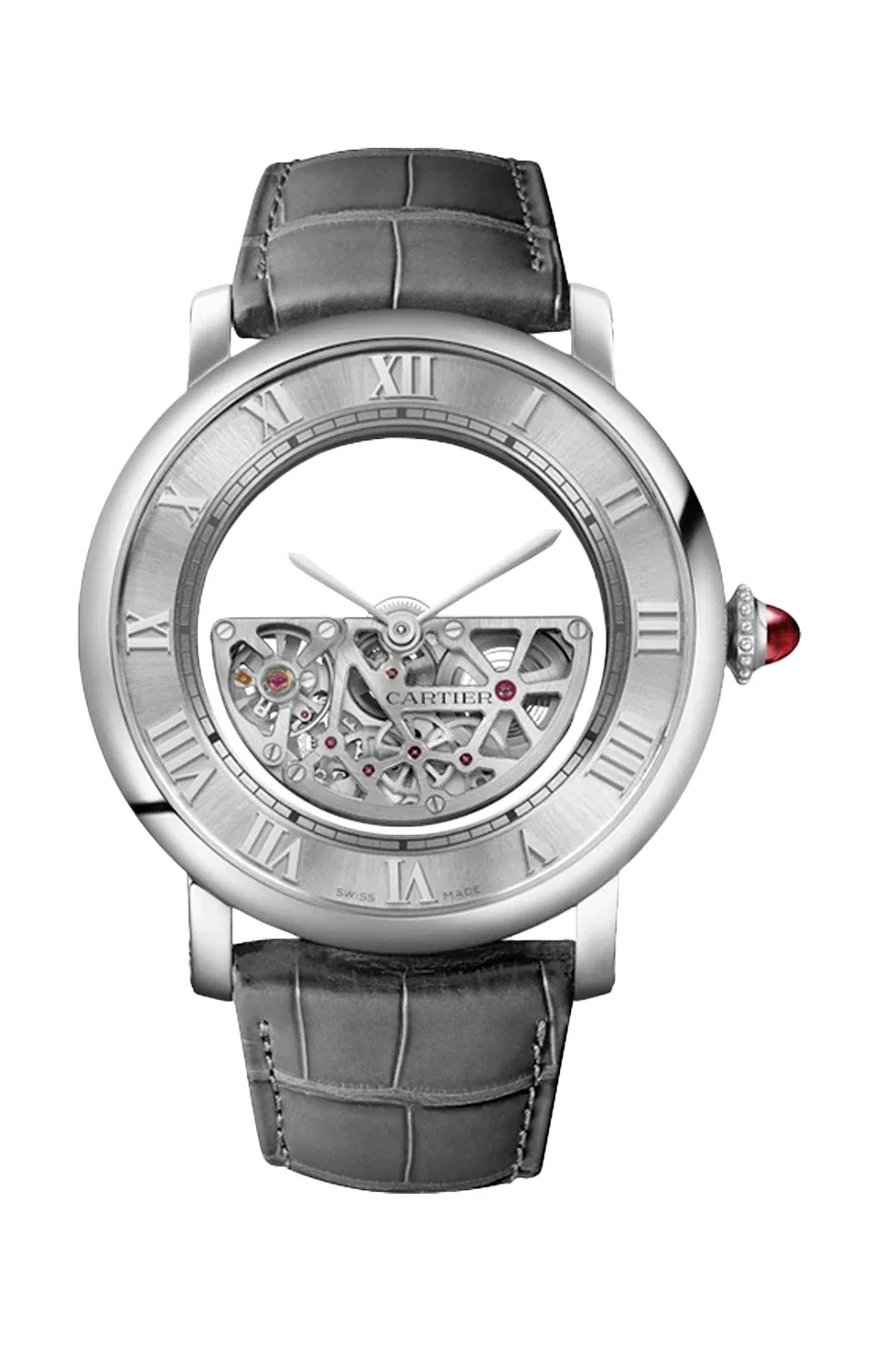 ROTONDE DE CARTIER MASSE MYSTÉRIEUSE, 43,5 ММ, ПЛАТИНА, СКЕЛЕТИРОВАННЫЕ, АВТОМАТИЧЕСКИЕ - WHRO0082, серебряный