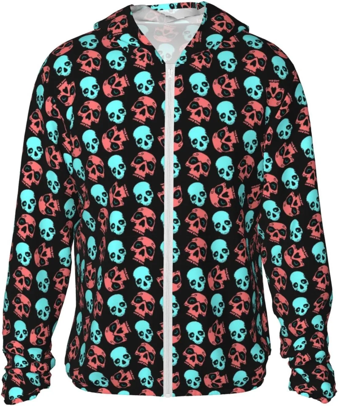 Толстовка с капюшоном Halloween Skulls, защита от солнца, легкая, с длинным рукавом