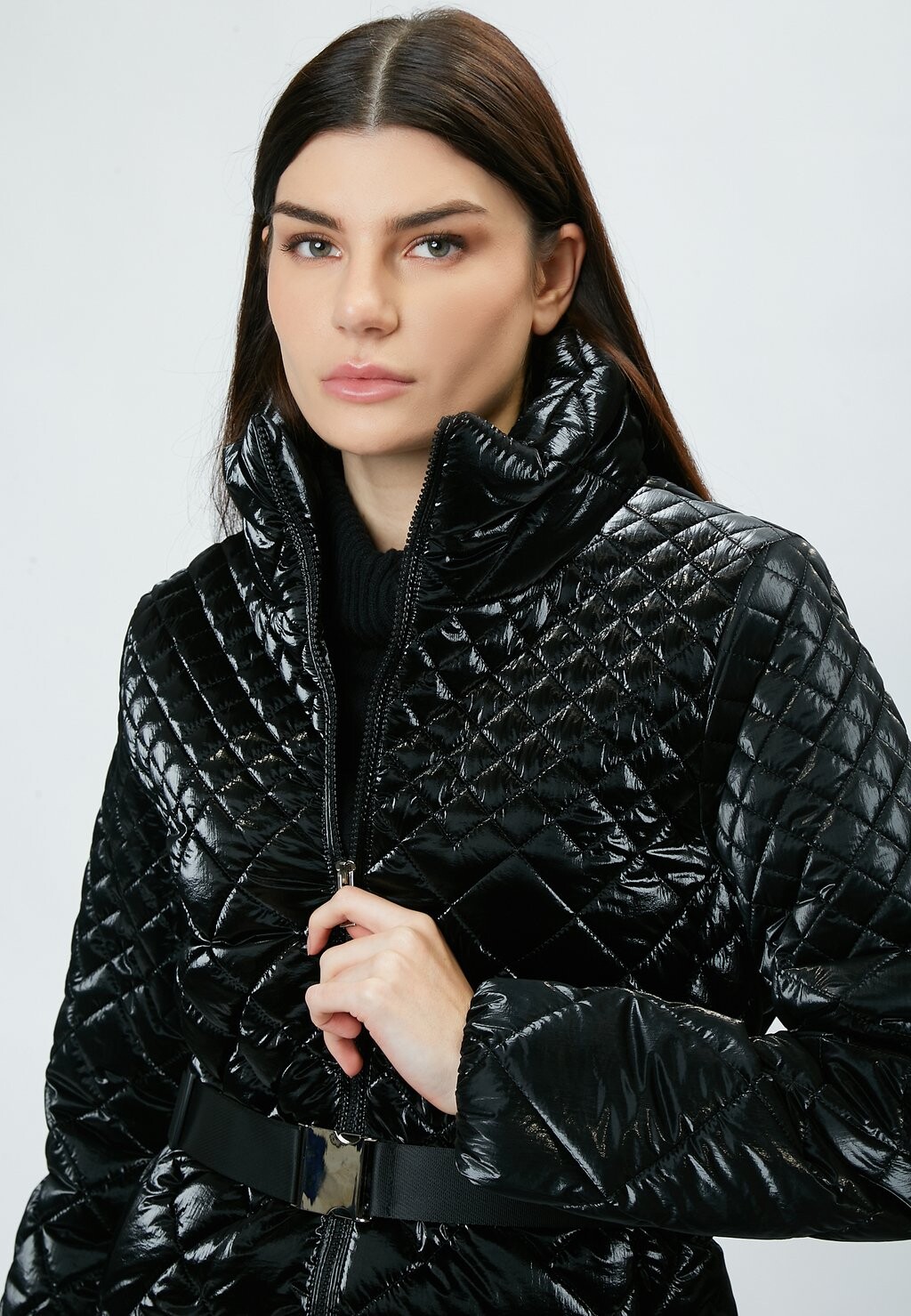 

Зимнее пальто PADDED DIAMOND-QUILTED WITH BELT INFLUENCER, черный