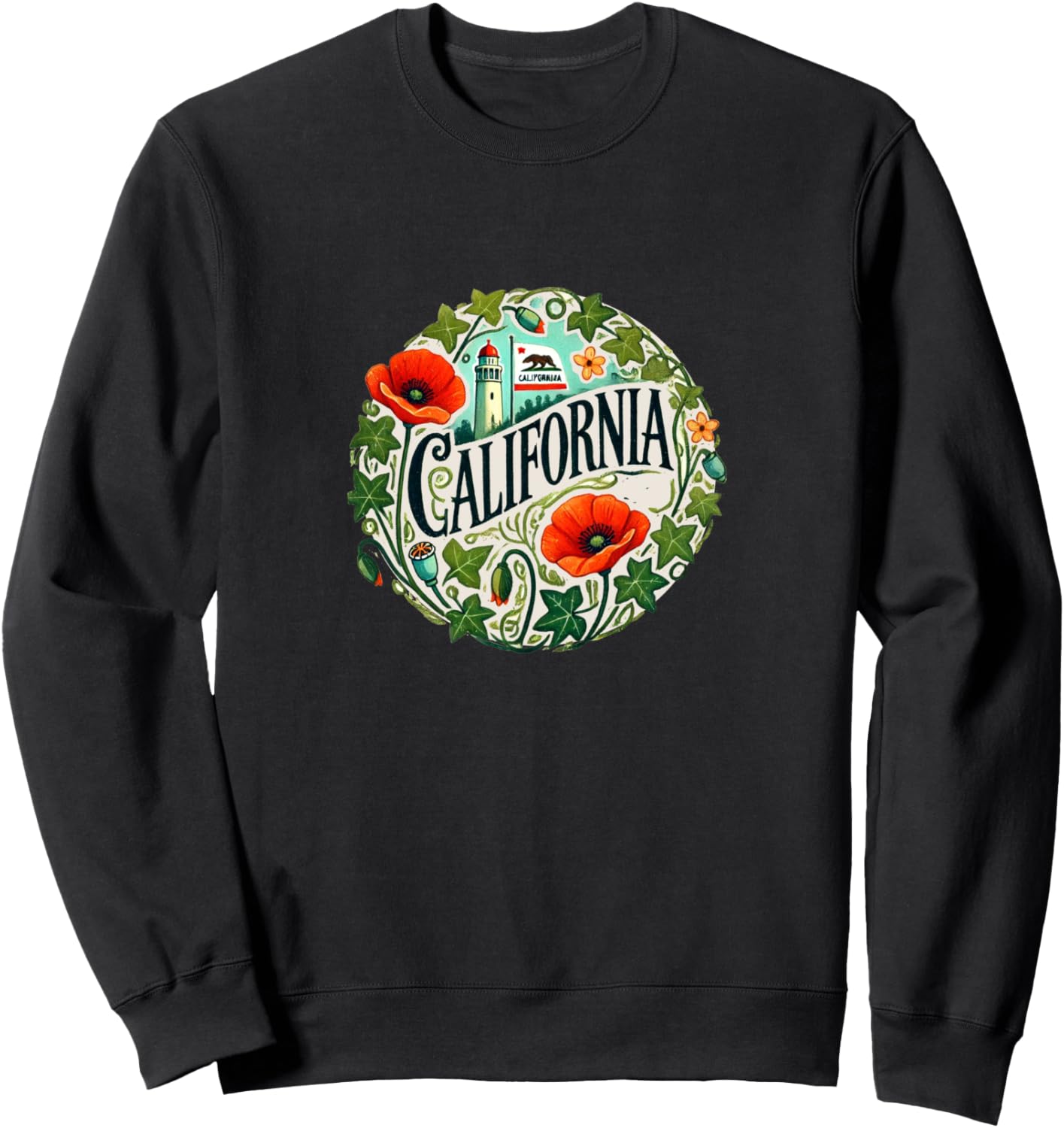 

Толстовка с изображением калифорнийского мака и надписью «Гордость штата» California Poppy Lovers Snugg, черный