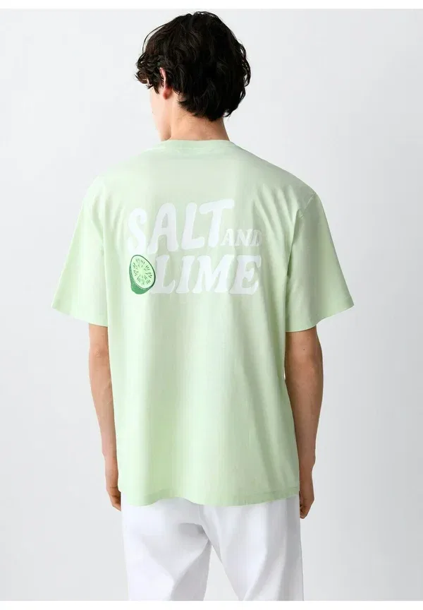 Футболка Mango Kids Teen print, зеленая — фото 2
