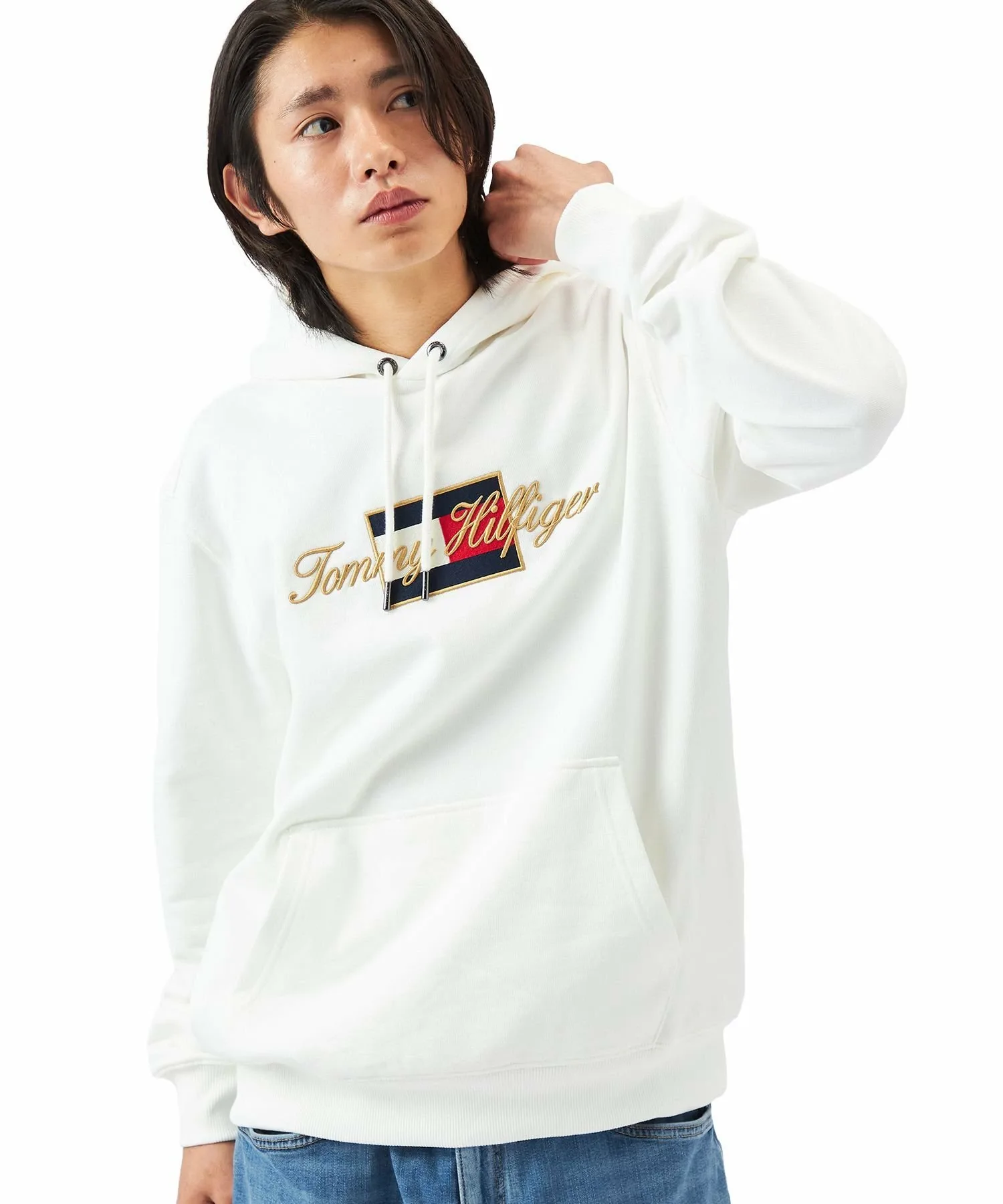 Толстовка с золотой вышивкой TOMMY HILFIGER, White YBL