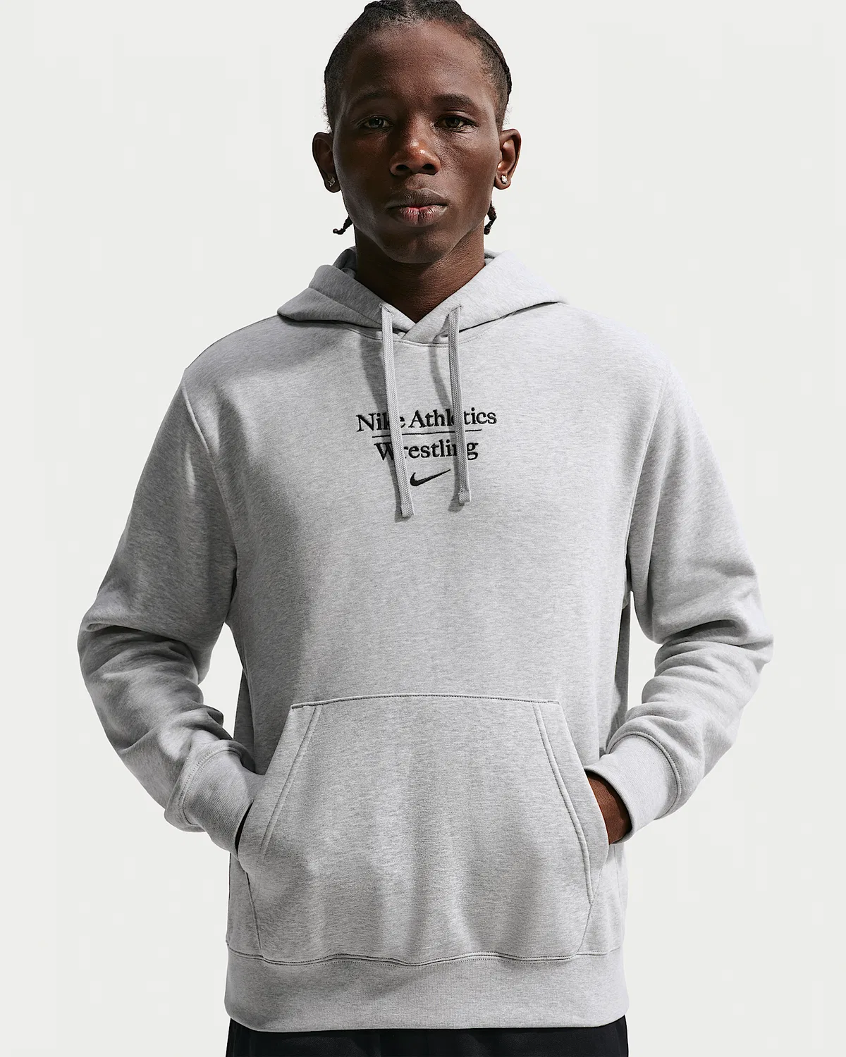 Мужская толстовка с капюшоном Nike для борьбы, Dark Grey Heather