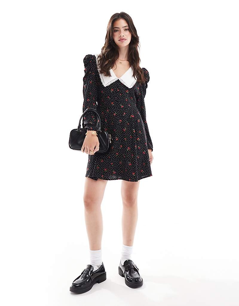 

Мини-платье Miss Selfridge – в горошек и вишневый цвет с воротником