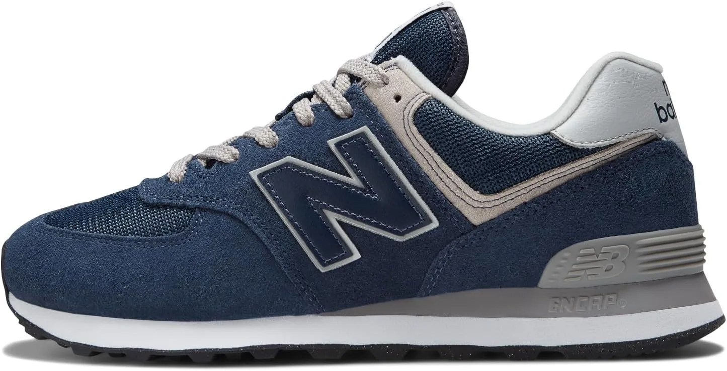Мужские низкие кроссовки New Balance 574, белый/темно-синий — фото 4