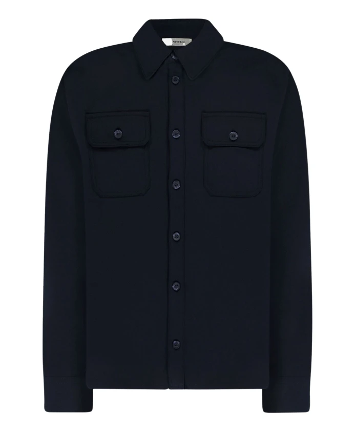 

Темно-Синяя рубашка с резиновой нашивкой FlãNeur, синий