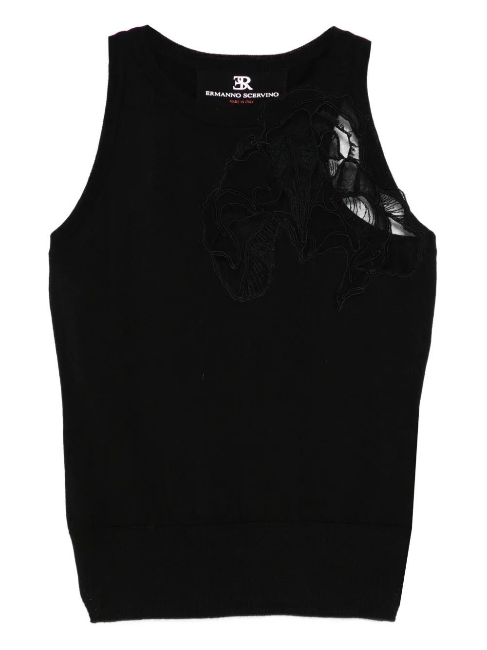 

Жилет без рукавов с цветочной вышивкой Ermanno Scervino, черный
