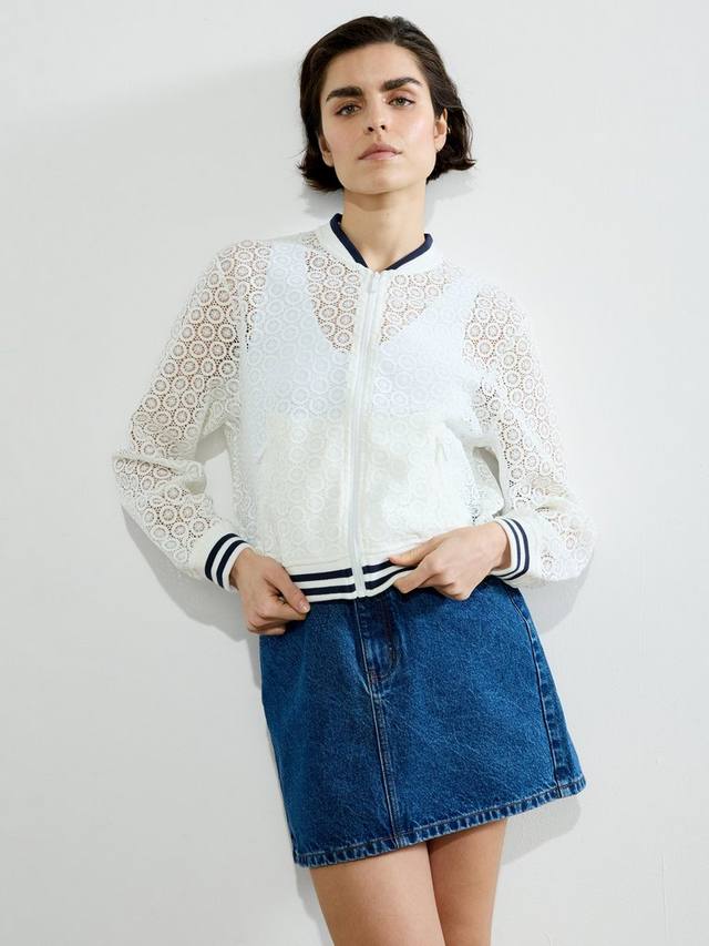 

Бомбер Krista Lace Mix Knit French Connection, Summer White/Navy